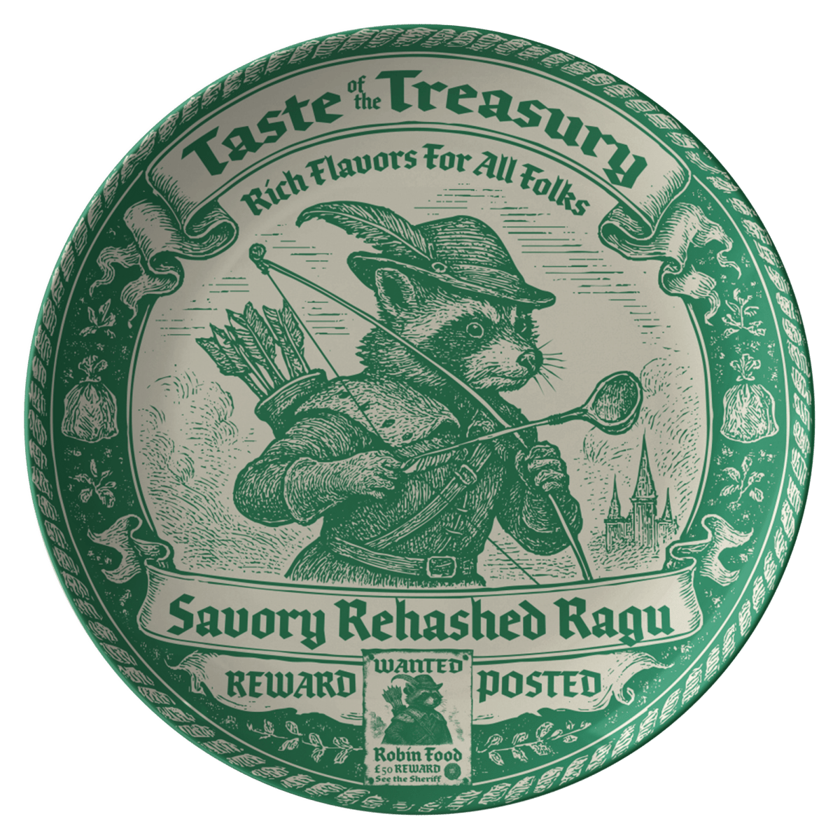 Sneaking Food Gift Plate Trash Ragu, 1 or Sets of 2, 4, Fun Family Meal and Wall Art Display