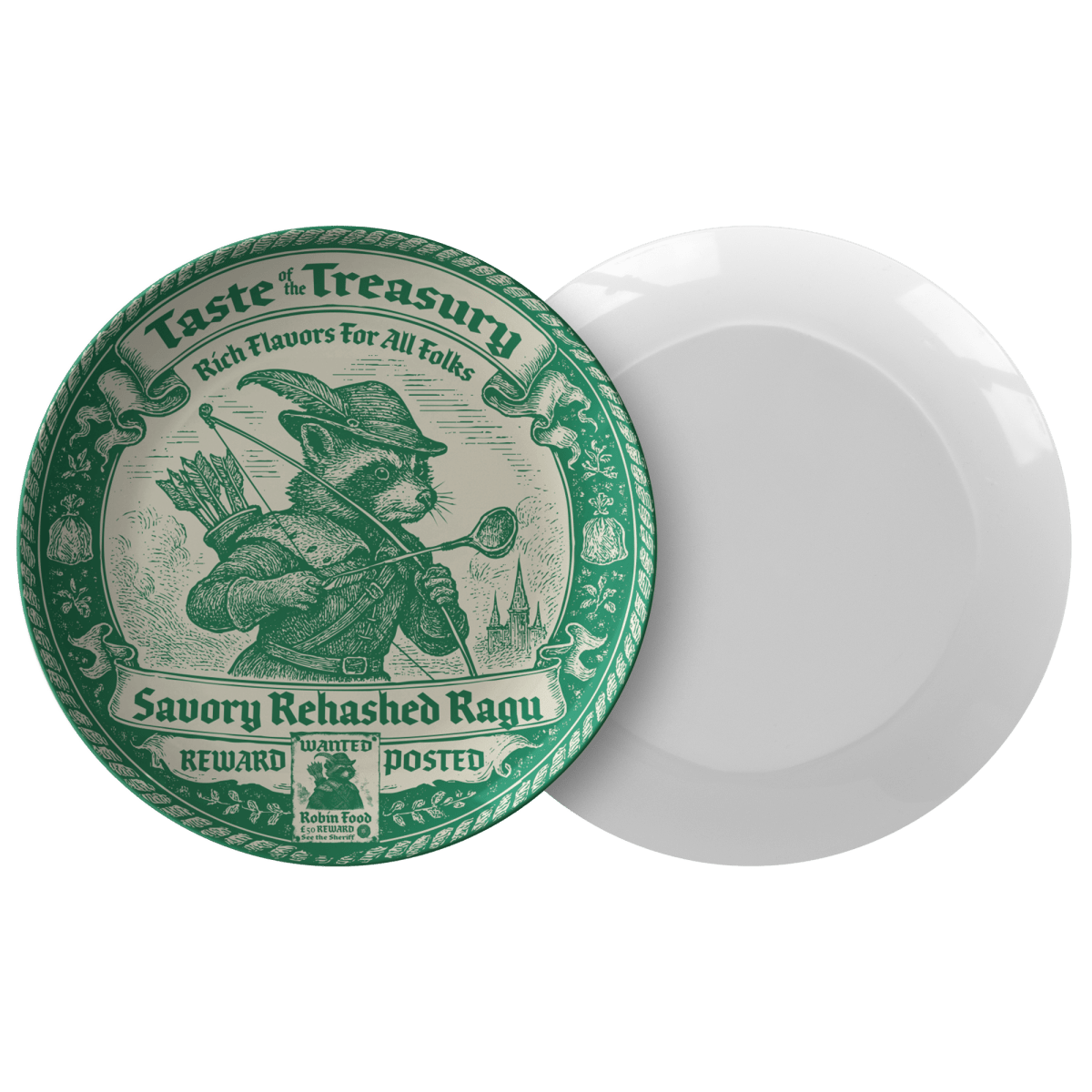 Sneaking Food Gift Plate Trash Ragu, 1 or Sets of 2, 4, Fun Family Meal and Wall Art Display