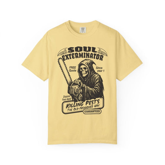 Soul Exterminators Horror Humor Vintage Graphic Style Comfort Colors Relaxed Fit Softest Spooky Tee