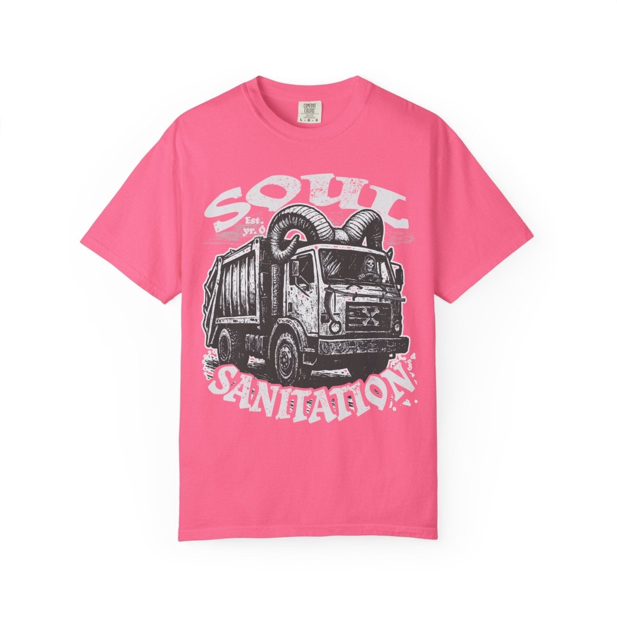 Soul Sanitation Comfort Colors Relaxed Fit Softy Tee, Funny Grim Reaper Garbage Truck Hell Hauler
