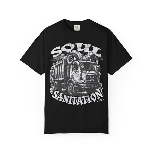 Soul Sanitation Comfort Colors Relaxed Fit Softy Tee, Funny Grim Reaper Garbage Truck Hell Hauler