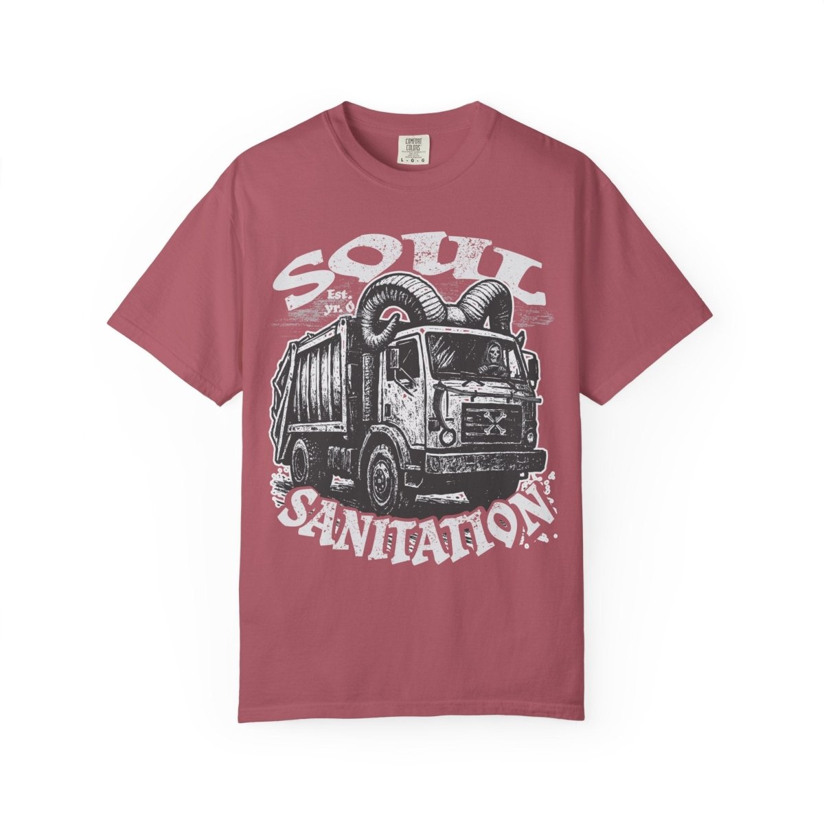 Soul Sanitation Comfort Colors Relaxed Fit Softy Tee, Funny Grim Reaper Garbage Truck Hell Hauler