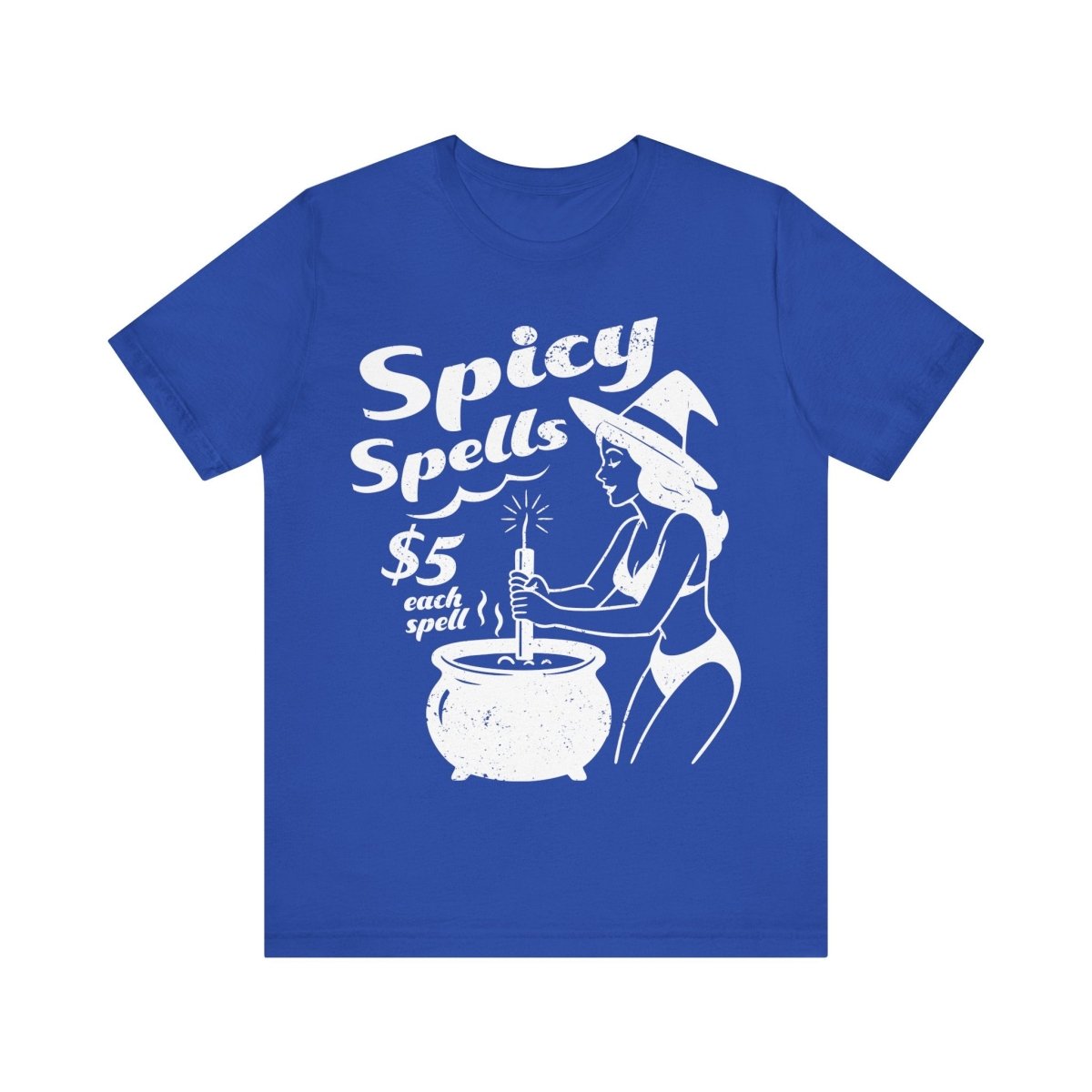 Spicy Spells Bikini Witch Tee, Funny Dark Humor or Halloween Shirt for Haunted Humor Gifting & Comic Fans