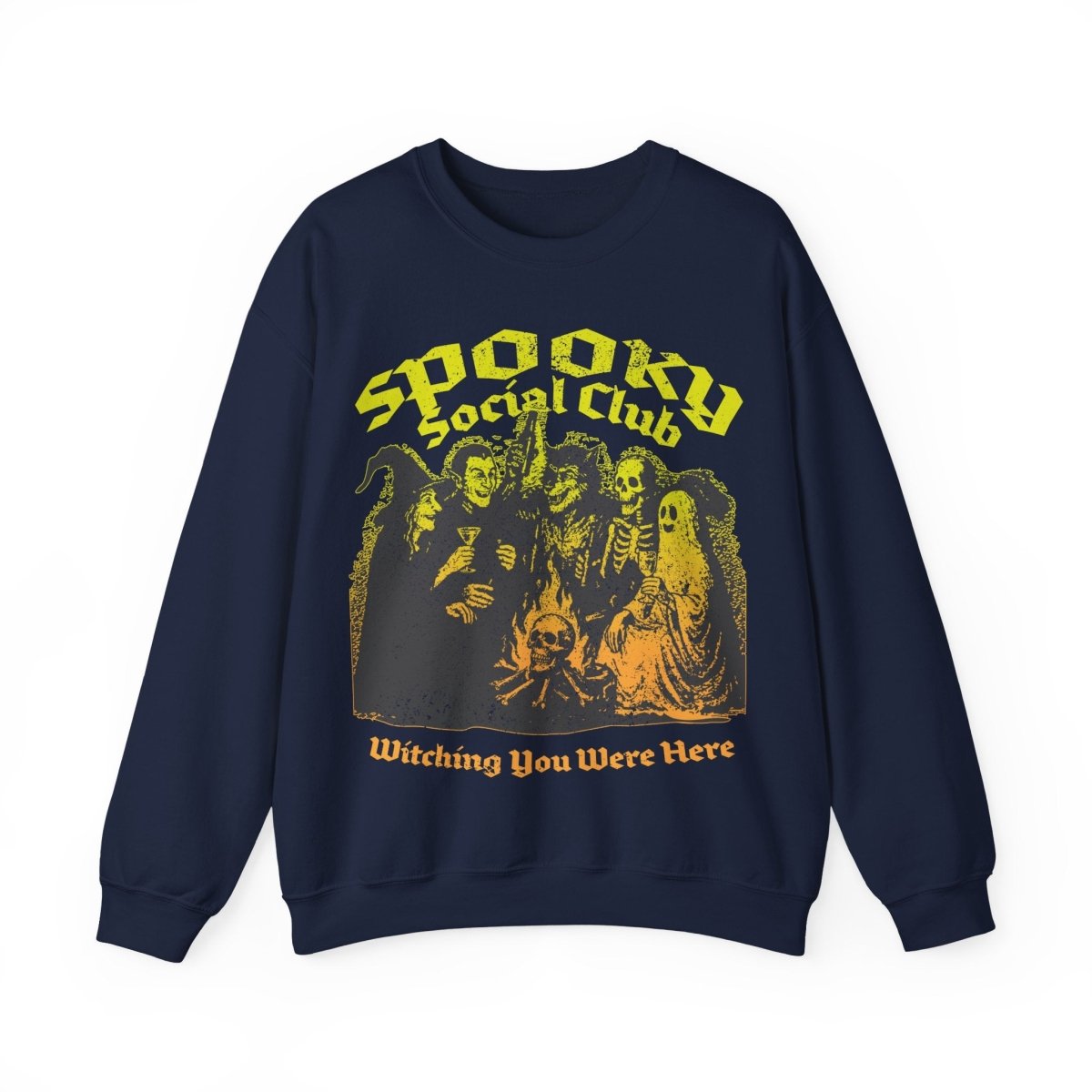 Spooky Social Club Party Fleece Sweatshirt, Halloween or Summerween Monster Gathering