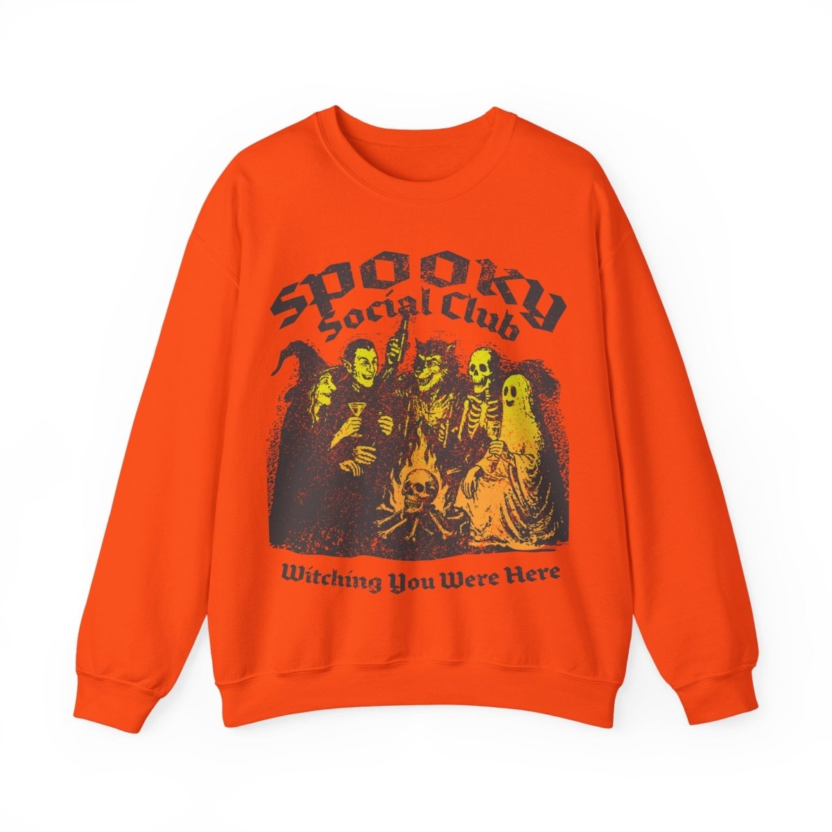 Spooky Social Club Party Fleece Sweatshirt, Halloween or Summerween Monster Gathering
