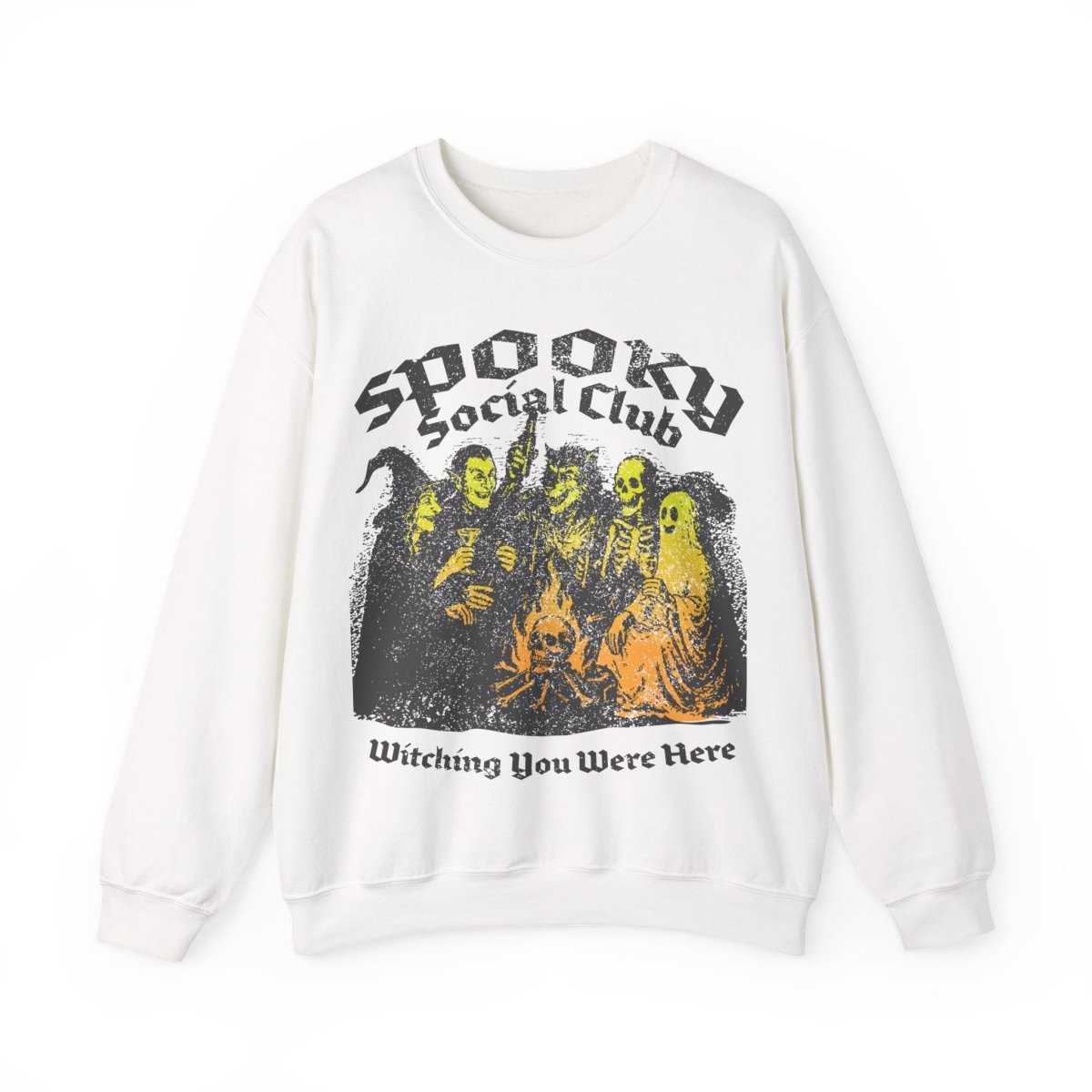 Spooky Social Club Party Fleece Sweatshirt, Halloween or Summerween Monster Gathering
