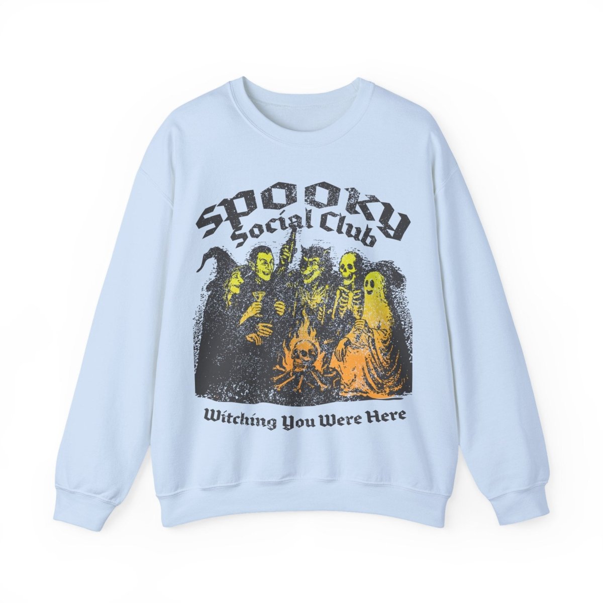 Spooky Social Club Party Fleece Sweatshirt, Halloween or Summerween Monster Gathering