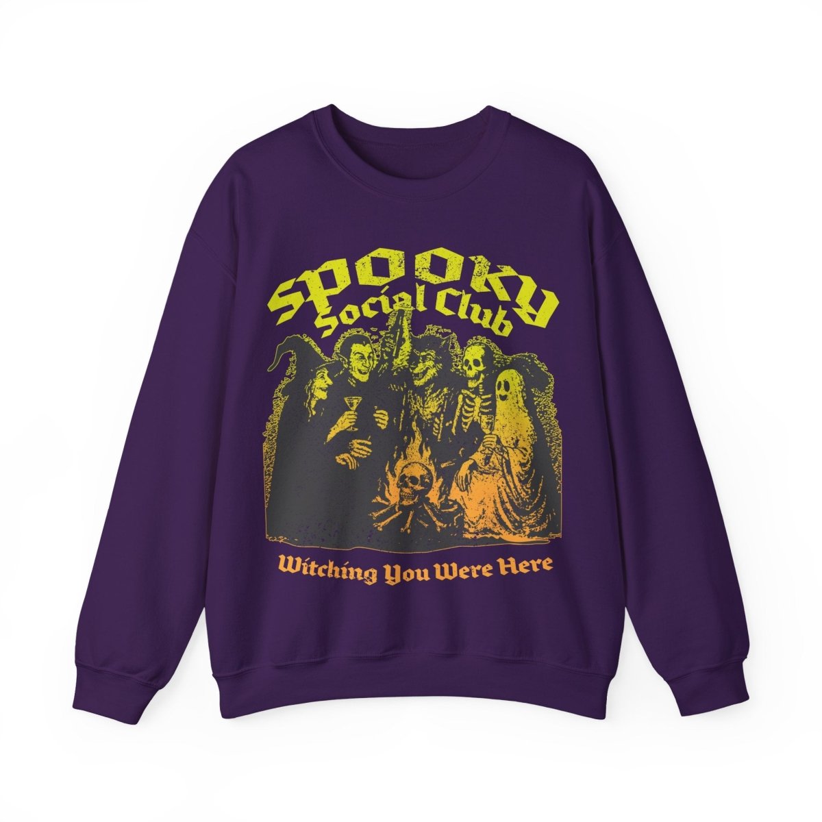 Spooky Social Club Party Fleece Sweatshirt, Halloween or Summerween Monster Gathering
