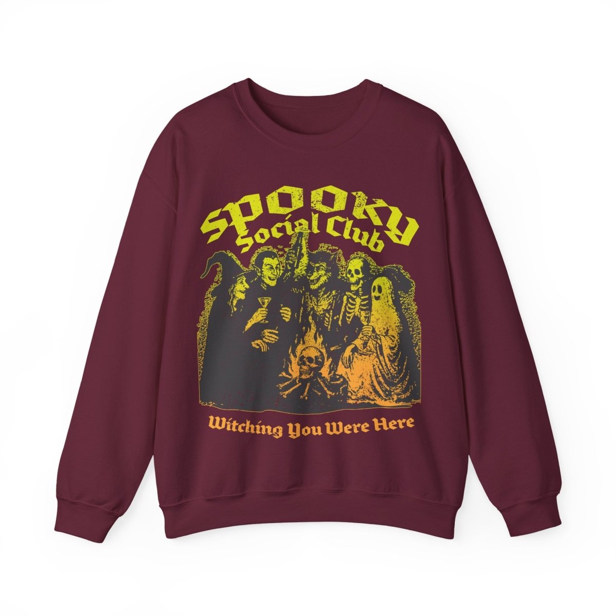 Spooky Social Club Party Fleece Sweatshirt, Halloween or Summerween Monster Gathering