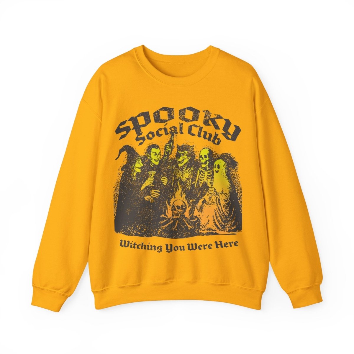 Spooky Social Club Party Fleece Sweatshirt, Halloween or Summerween Monster Gathering