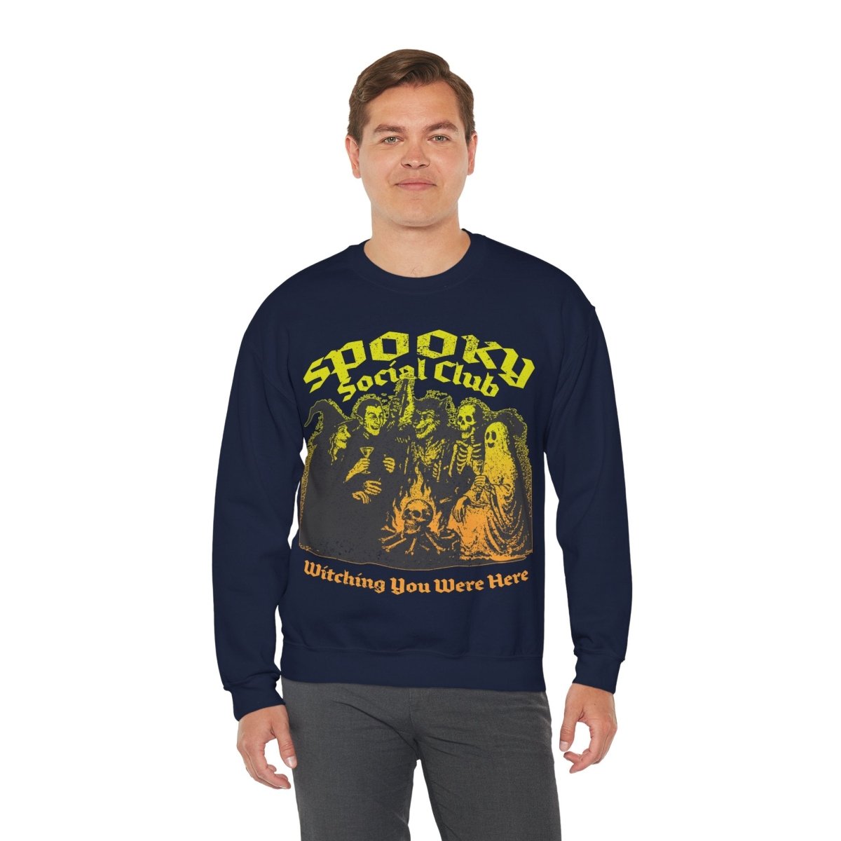 Spooky Social Club Party Fleece Sweatshirt, Halloween or Summerween Monster Gathering