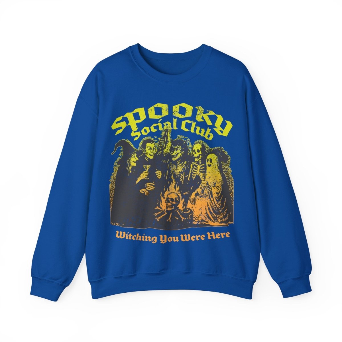 Spooky Social Club Party Fleece Sweatshirt, Halloween or Summerween Monster Gathering