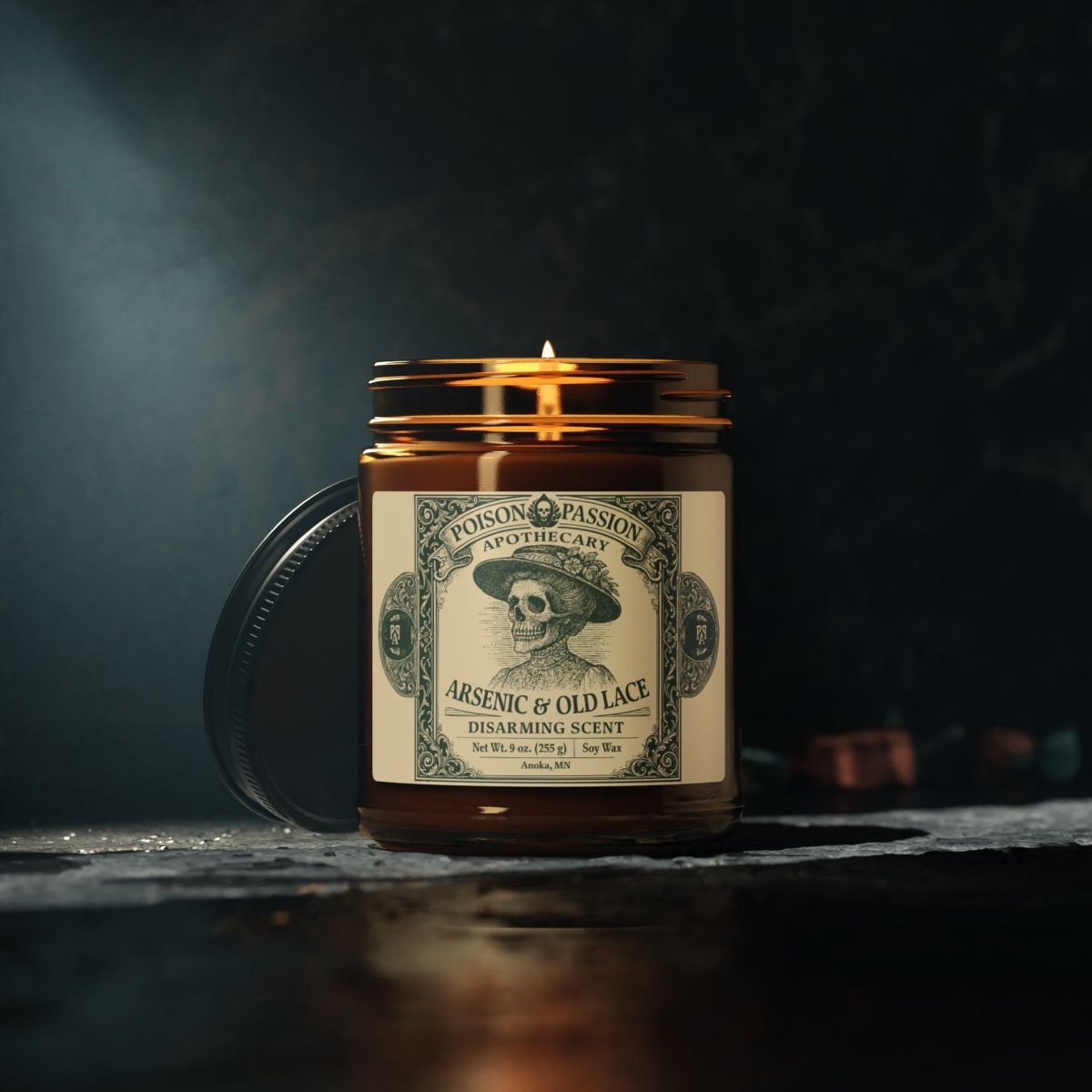 Spouse or Partner Halloween Gothic Victorian Funny Gift Poison Passion Arsenic and Lace Soy Candle, 6 Scents or Unscented, Funny Love