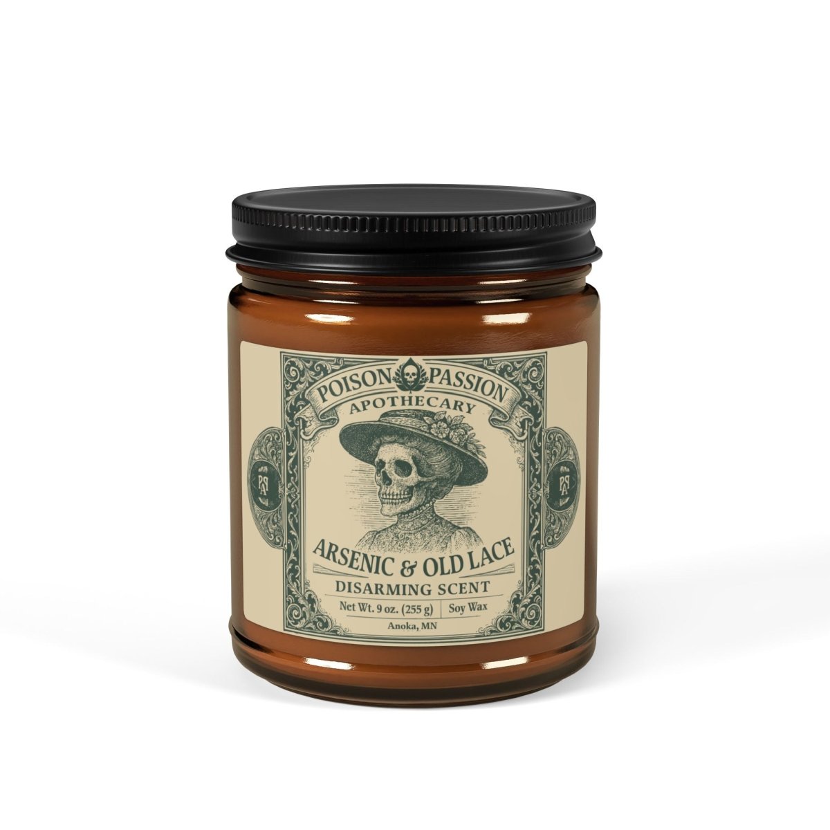 Spouse or Partner Halloween Gothic Victorian Funny Gift Poison Passion Arsenic and Lace Soy Candle, 6 Scents or Unscented, Funny Love