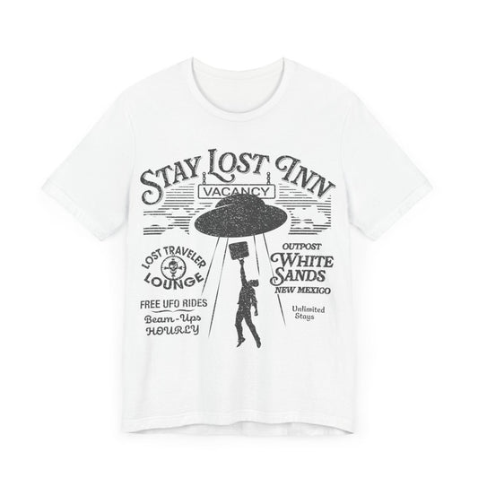 Stay Lost Inn White Sands Premium T-Shirt, Survival Missing Mystery, UFO, New Mexico, Funny