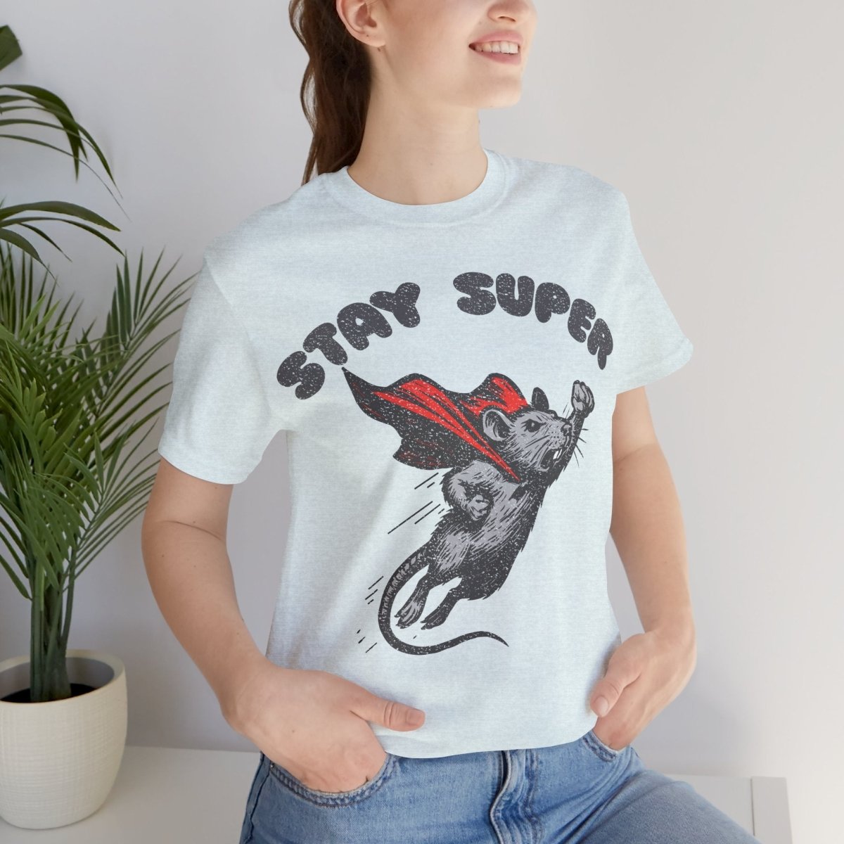 Stay Super Rat Premium T-Shirt, Funny Super Hero, Vintage Graphic Tee