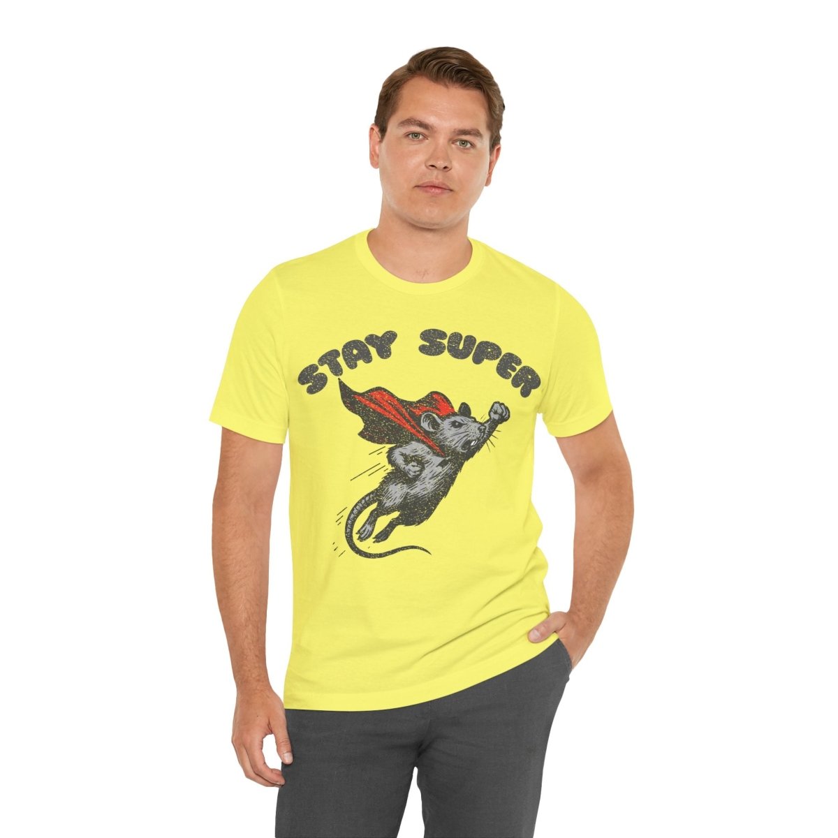 Stay Super Rat Premium T-Shirt, Funny Super Hero, Vintage Graphic Tee