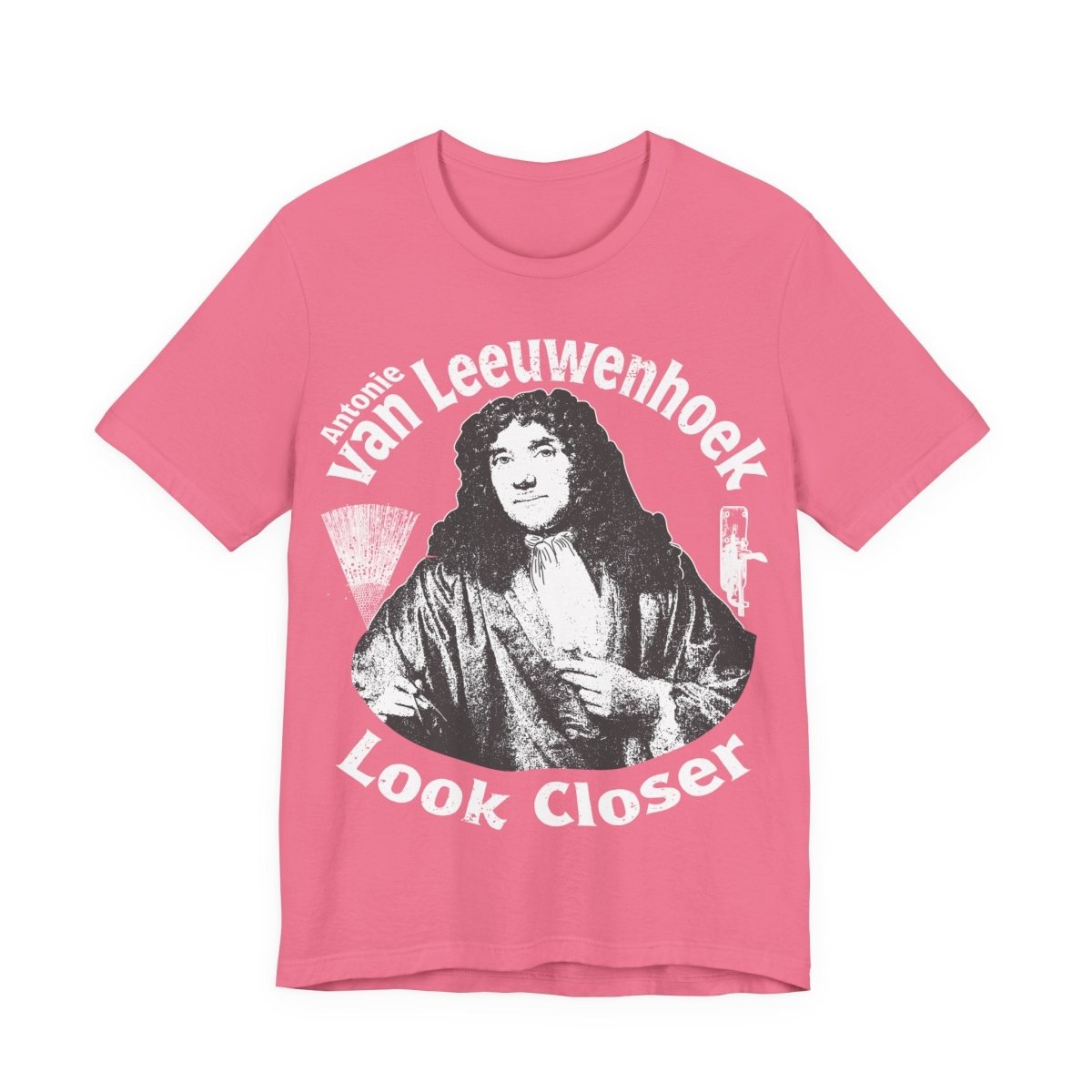 STEAM Hero Van Leeuwenhoek Look Closer Father Of Microbiology Premium T shirt Nerd Gift, School Study Smart STEM Microscope