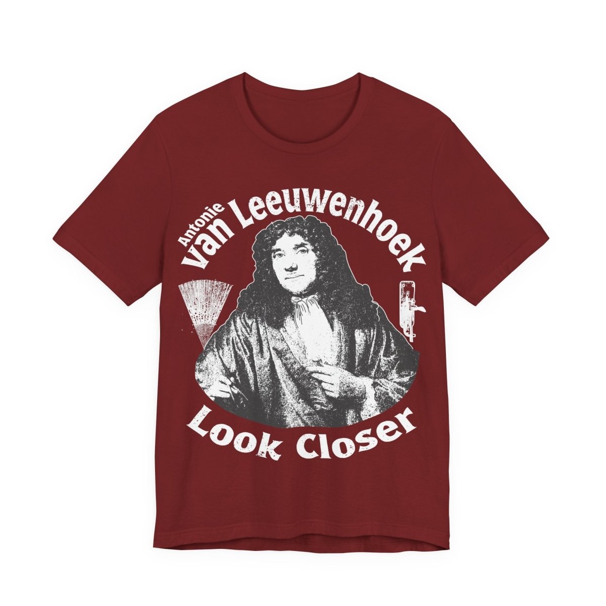 STEAM Hero Van Leeuwenhoek Look Closer Father Of Microbiology Premium T shirt Nerd Gift, School Study Smart STEM Microscope