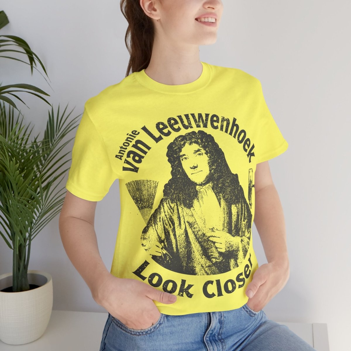 STEAM Hero Van Leeuwenhoek Look Closer Father Of Microbiology Premium T shirt Nerd Gift, School Study Smart STEM Microscope