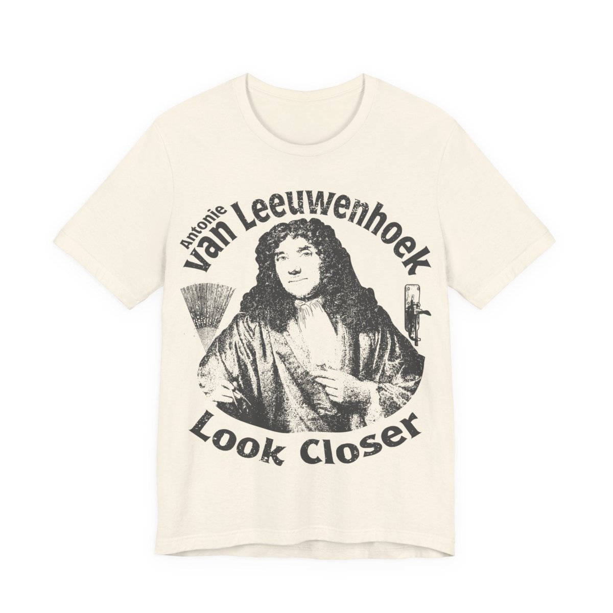 STEAM Hero Van Leeuwenhoek Look Closer Father Of Microbiology Premium T shirt Nerd Gift, School Study Smart STEM Microscope