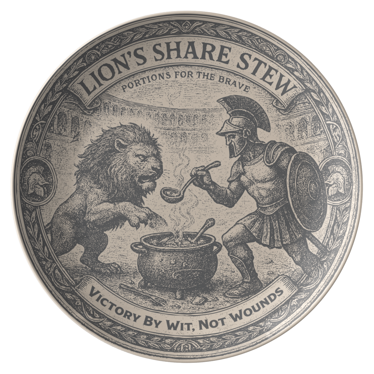 Strategy Gift Gladiator Wit Over Wounds Stew Plate for Fun Meals and Decor