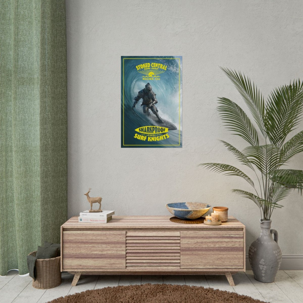Surf Knight Stoked Central Malibu Poster 5 Sizes