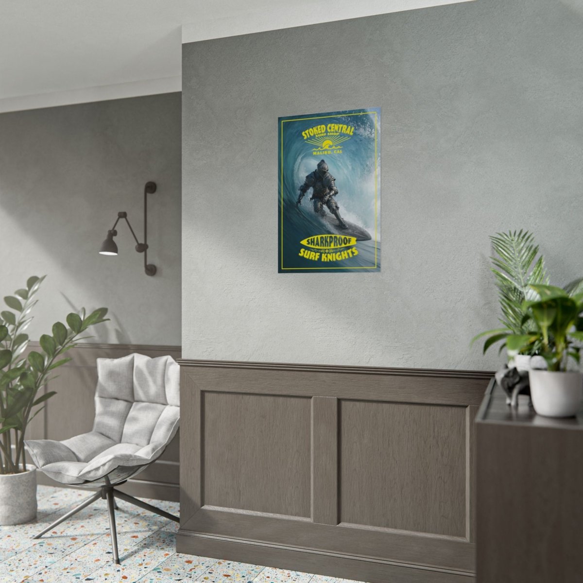 Surf Knight Stoked Central Malibu Poster 5 Sizes