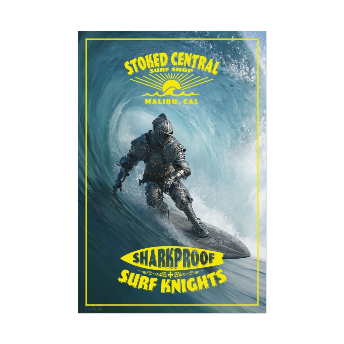 Surf Knight Stoked Central Malibu Poster 5 Sizes
