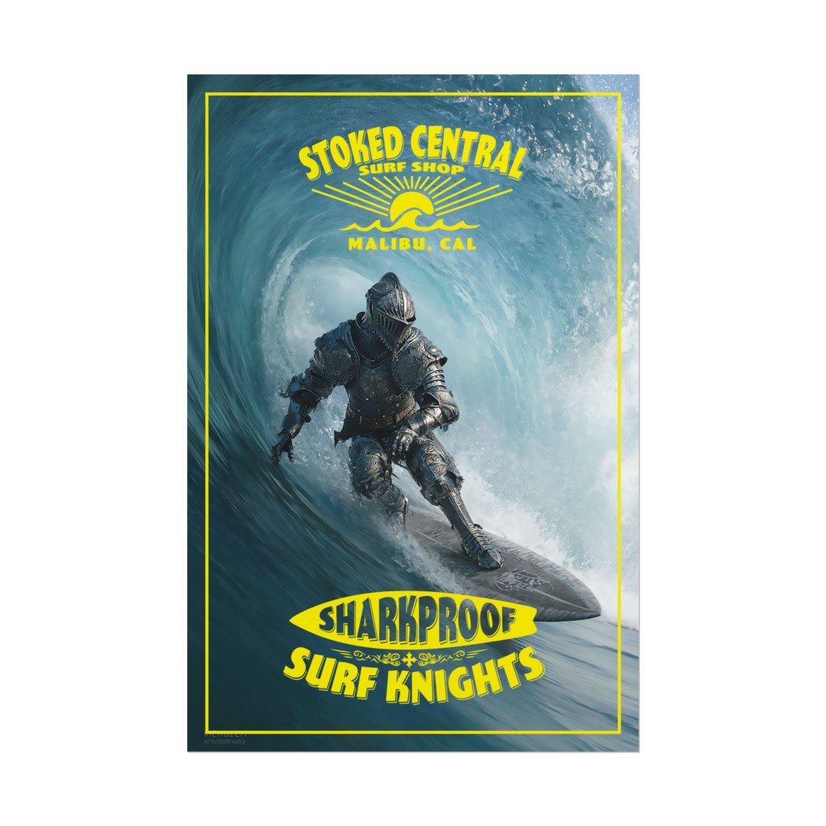 Surf Knight Stoked Central Malibu Poster 5 Sizes