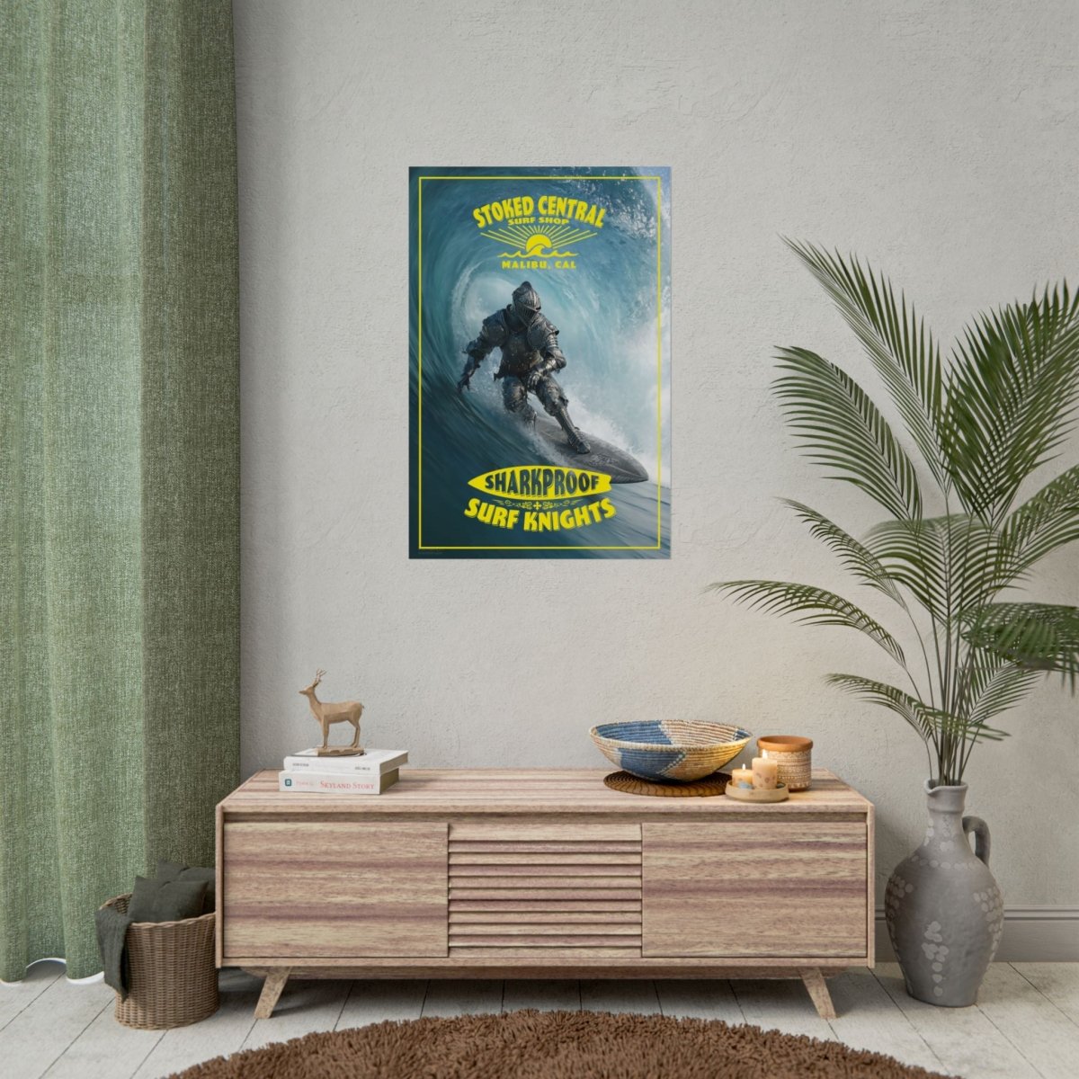 Surf Knight Stoked Central Malibu Poster 5 Sizes