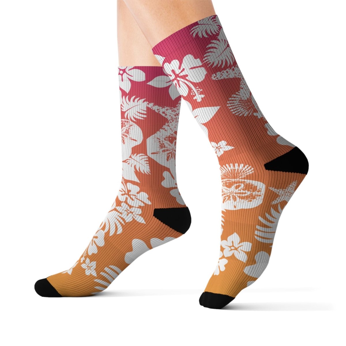 Surf's Up Hawaii Flowers Socks, Beach Vibes, Ocean Beach Sunset, Surfing Sunrise, Relax