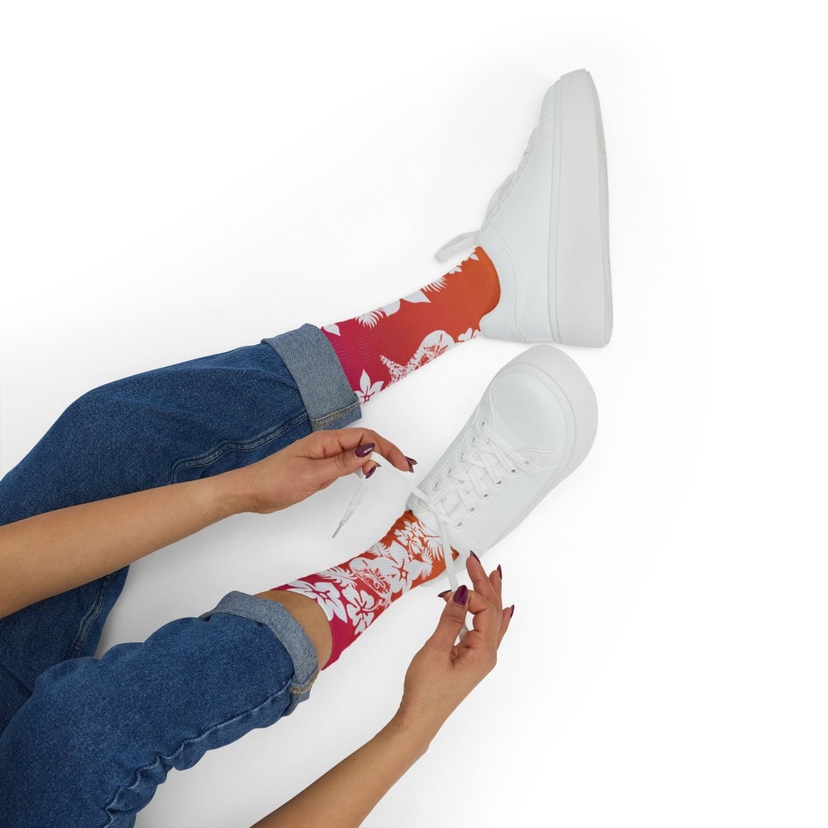 Surf's Up Hawaii Flowers Socks, Beach Vibes, Ocean Beach Sunset, Surfing Sunrise, Relax