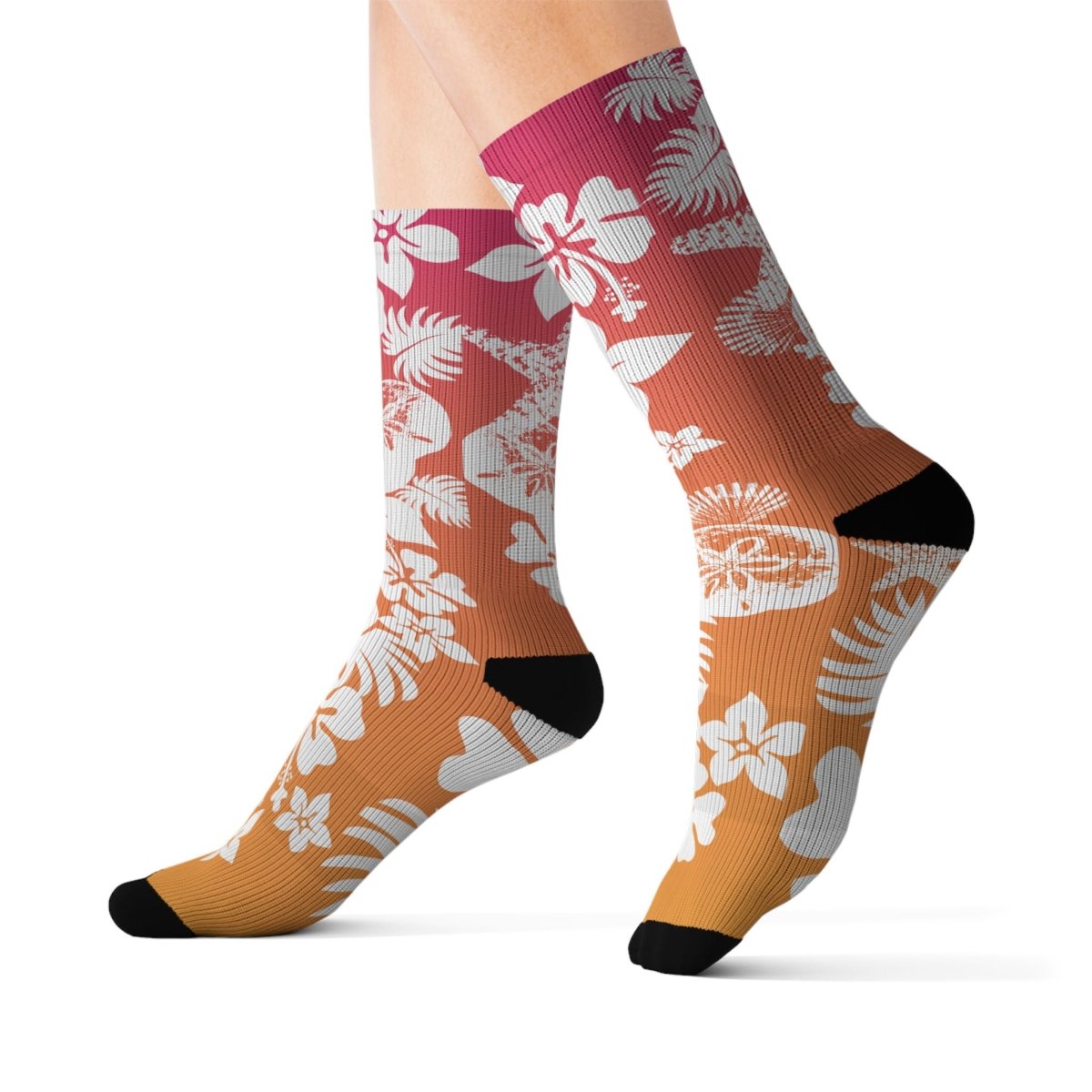Surf's Up Hawaii Flowers Socks, Beach Vibes, Ocean Beach Sunset, Surfing Sunrise, Relax