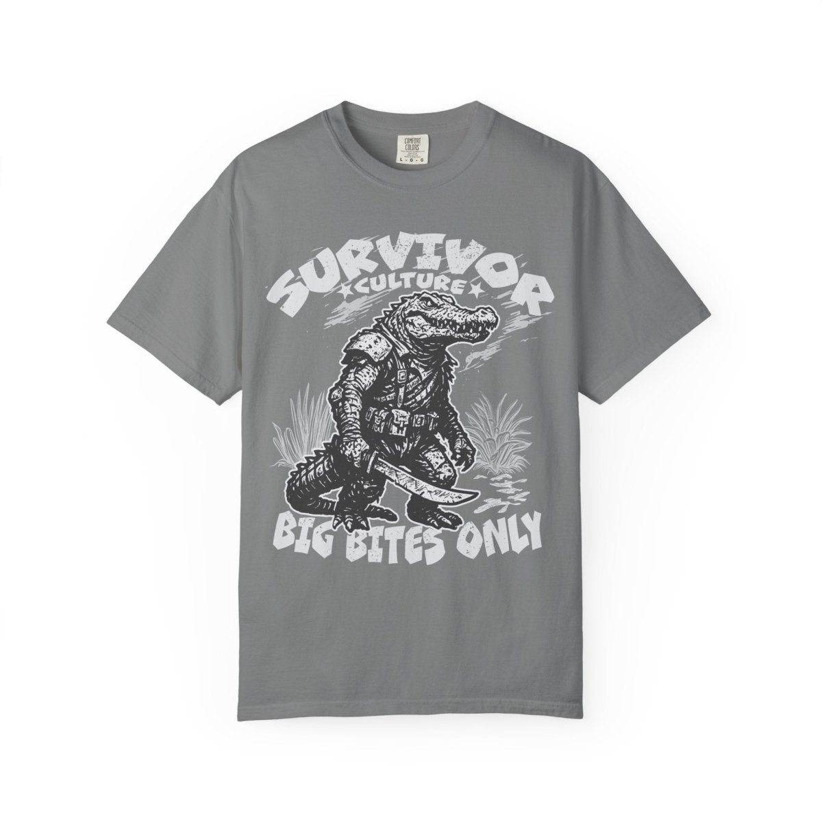 Survivor Culture Big Bites Only Comfort Colors Relaxed Fit Softy Tee, Alligator Respect