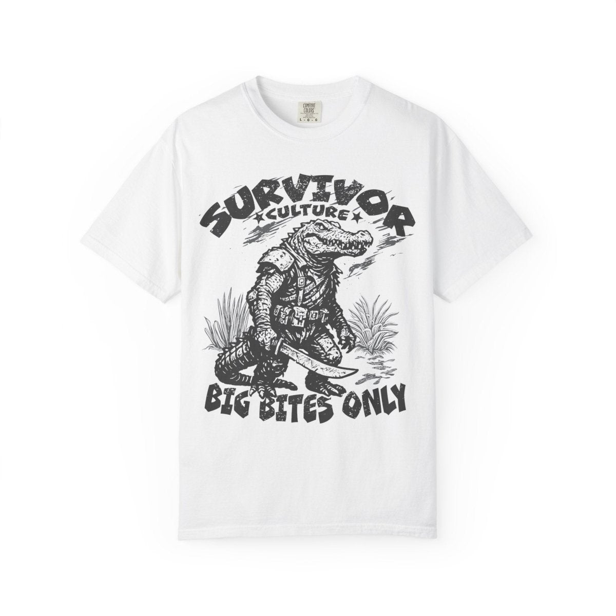 Survivor Culture Big Bites Only Comfort Colors Relaxed Fit Softy Tee, Alligator Respect
