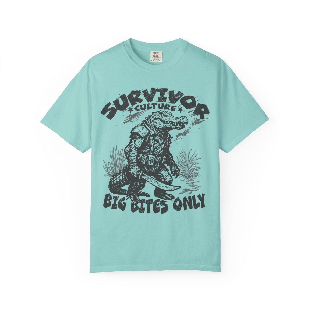 Survivor Culture Big Bites Only Comfort Colors Relaxed Fit Softy Tee, Alligator Respect