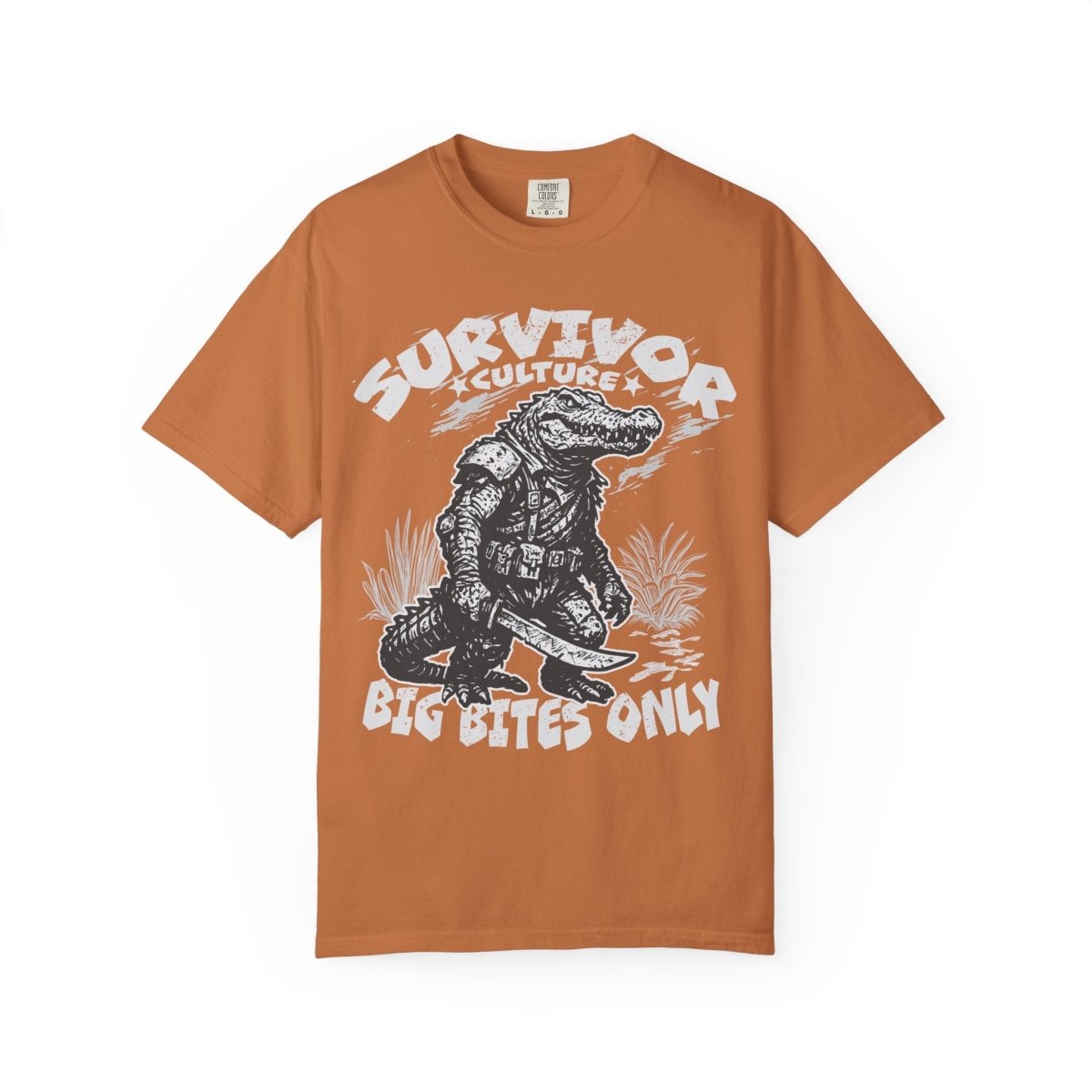 Survivor Culture Big Bites Only Comfort Colors Relaxed Fit Softy Tee, Alligator Respect