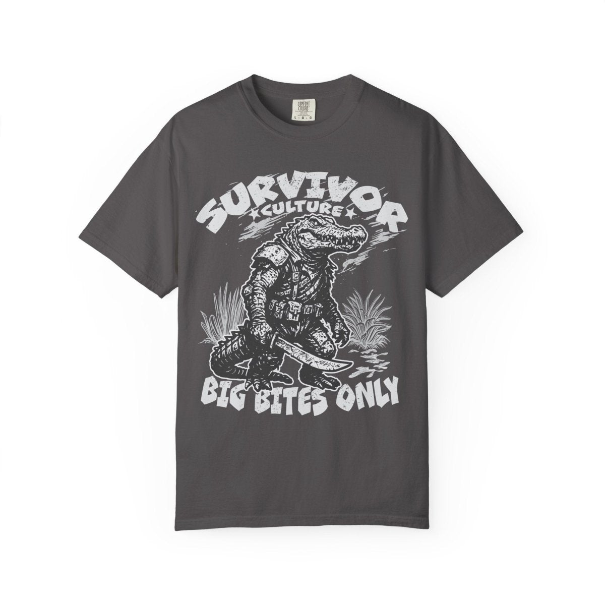 Survivor Culture Big Bites Only Comfort Colors Relaxed Fit Softy Tee, Alligator Respect