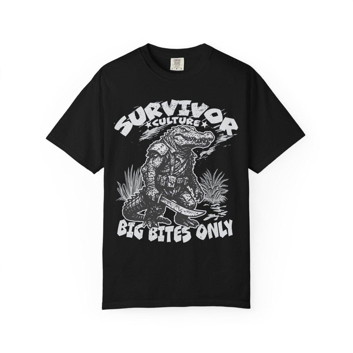 Survivor Culture Big Bites Only Comfort Colors Relaxed Fit Softy Tee, Alligator Respect
