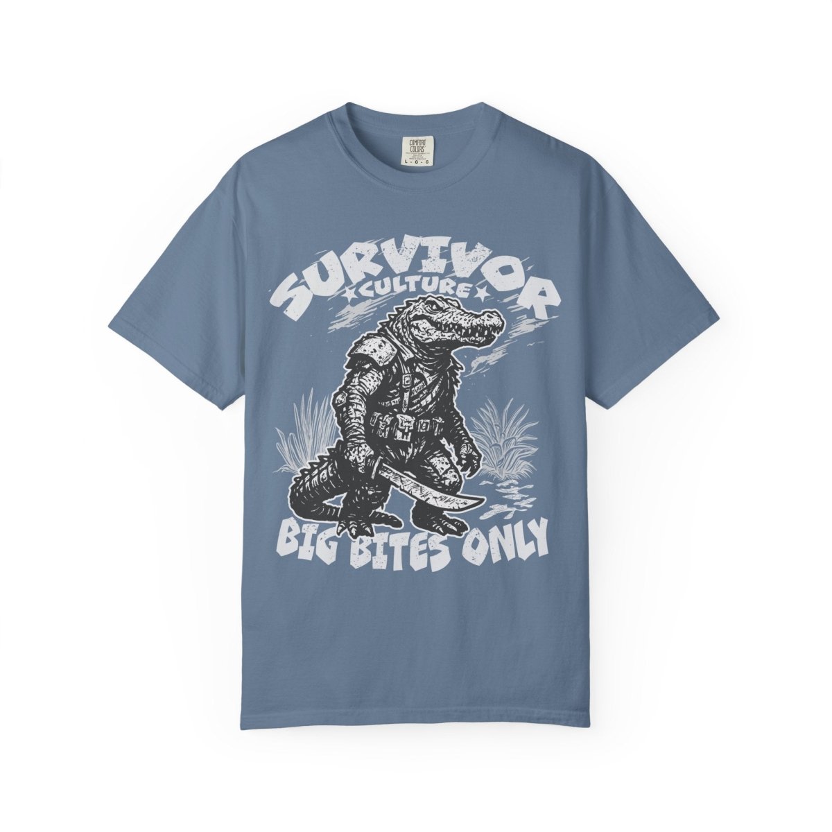 Survivor Culture Big Bites Only Comfort Colors Relaxed Fit Softy Tee, Alligator Respect