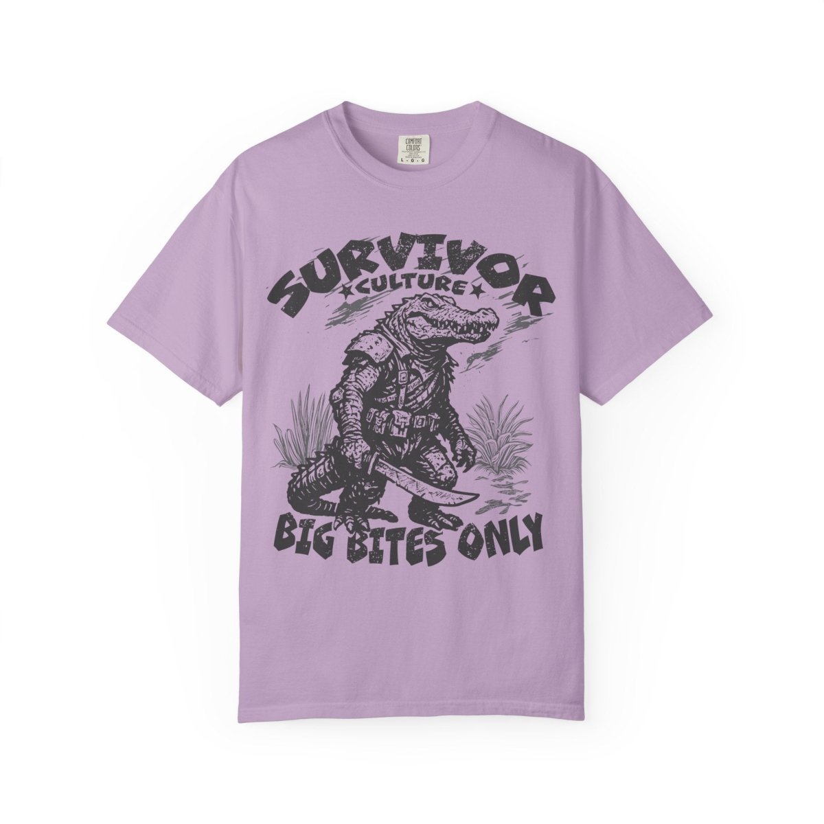 Survivor Culture Big Bites Only Comfort Colors Relaxed Fit Softy Tee, Alligator Respect