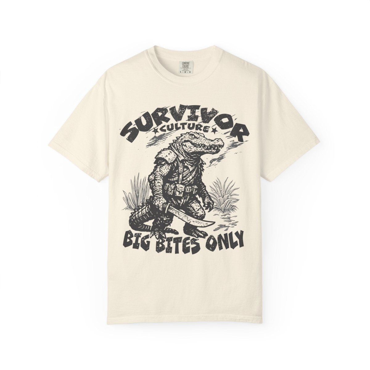 Survivor Culture Big Bites Only Comfort Colors Relaxed Fit Softy Tee, Alligator Respect