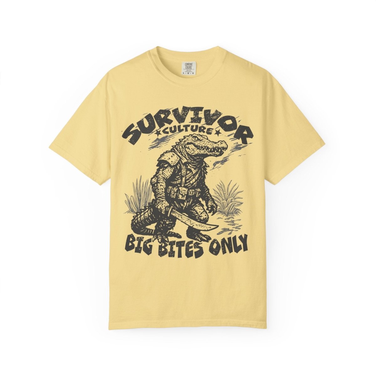 Survivor Culture Big Bites Only Comfort Colors Relaxed Fit Softy Tee, Alligator Respect