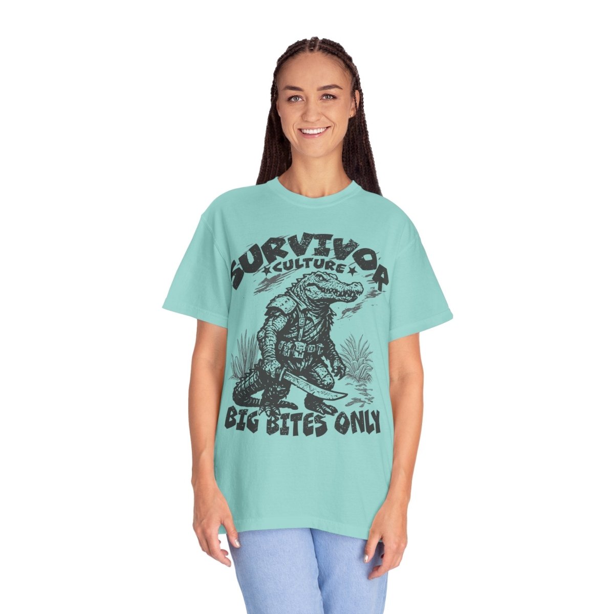 Survivor Culture Big Bites Only Comfort Colors Relaxed Fit Softy Tee, Alligator Respect