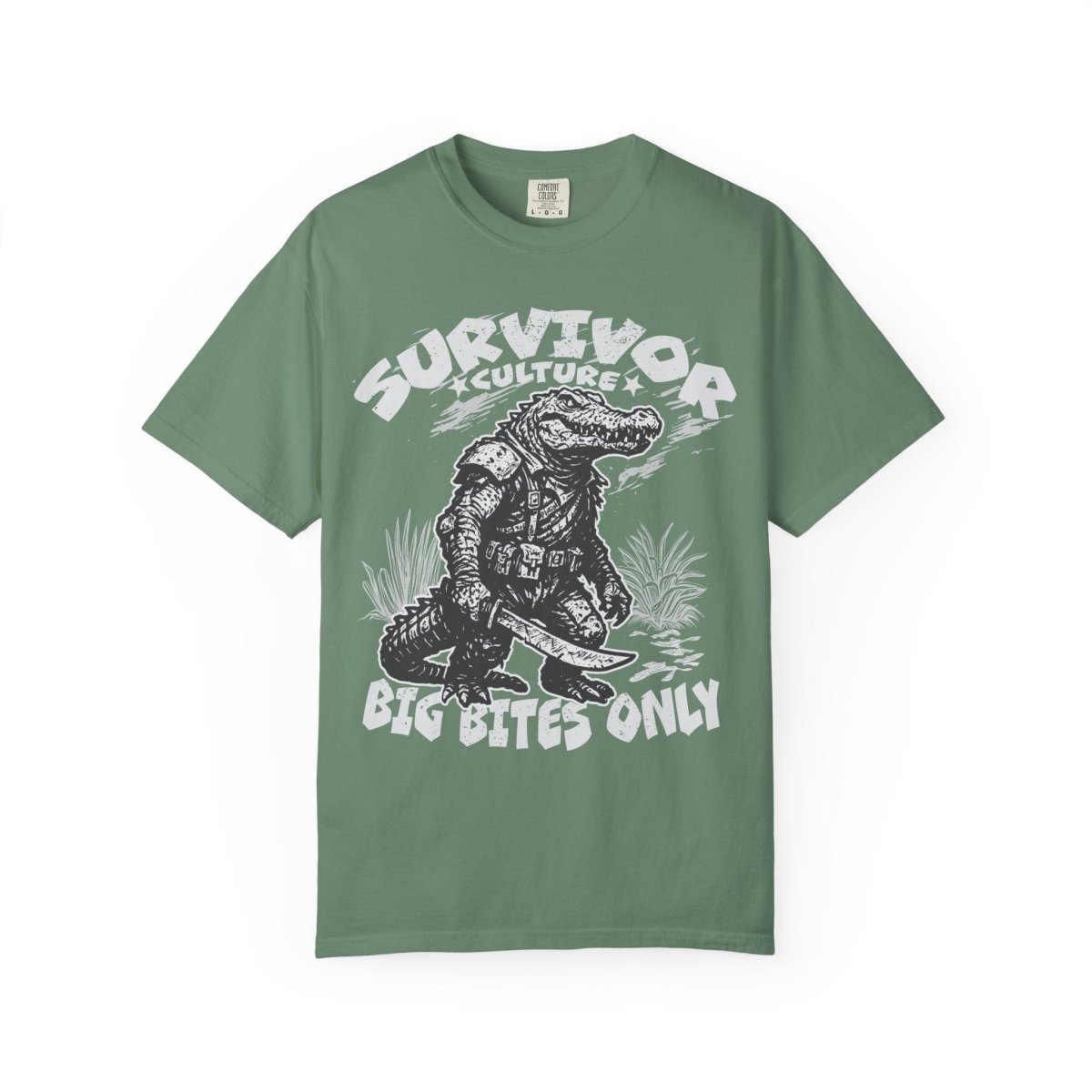 Survivor Culture Big Bites Only Comfort Colors Relaxed Fit Softy Tee, Alligator Respect