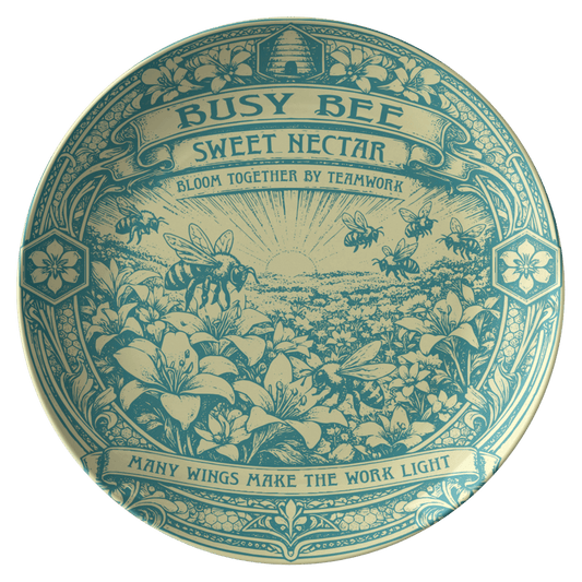 Team Work Gift Busy Bee Bloom Together Plate for Fun Meals and Decor, Save with Sets