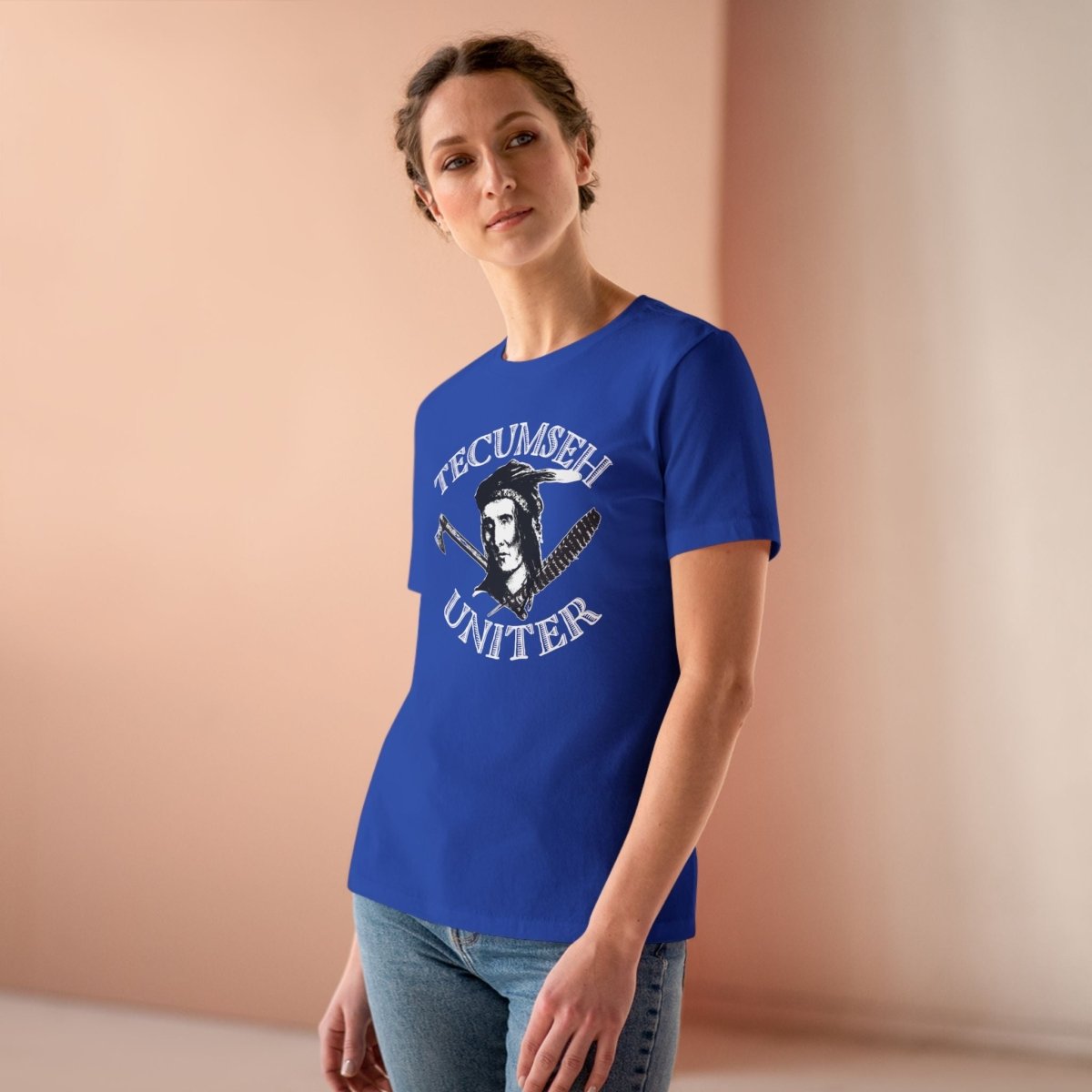 Tecumseh Women's Premium Relaxed Fit T-Shirt, Inspire Unity in Strength and Mercy, Warrior