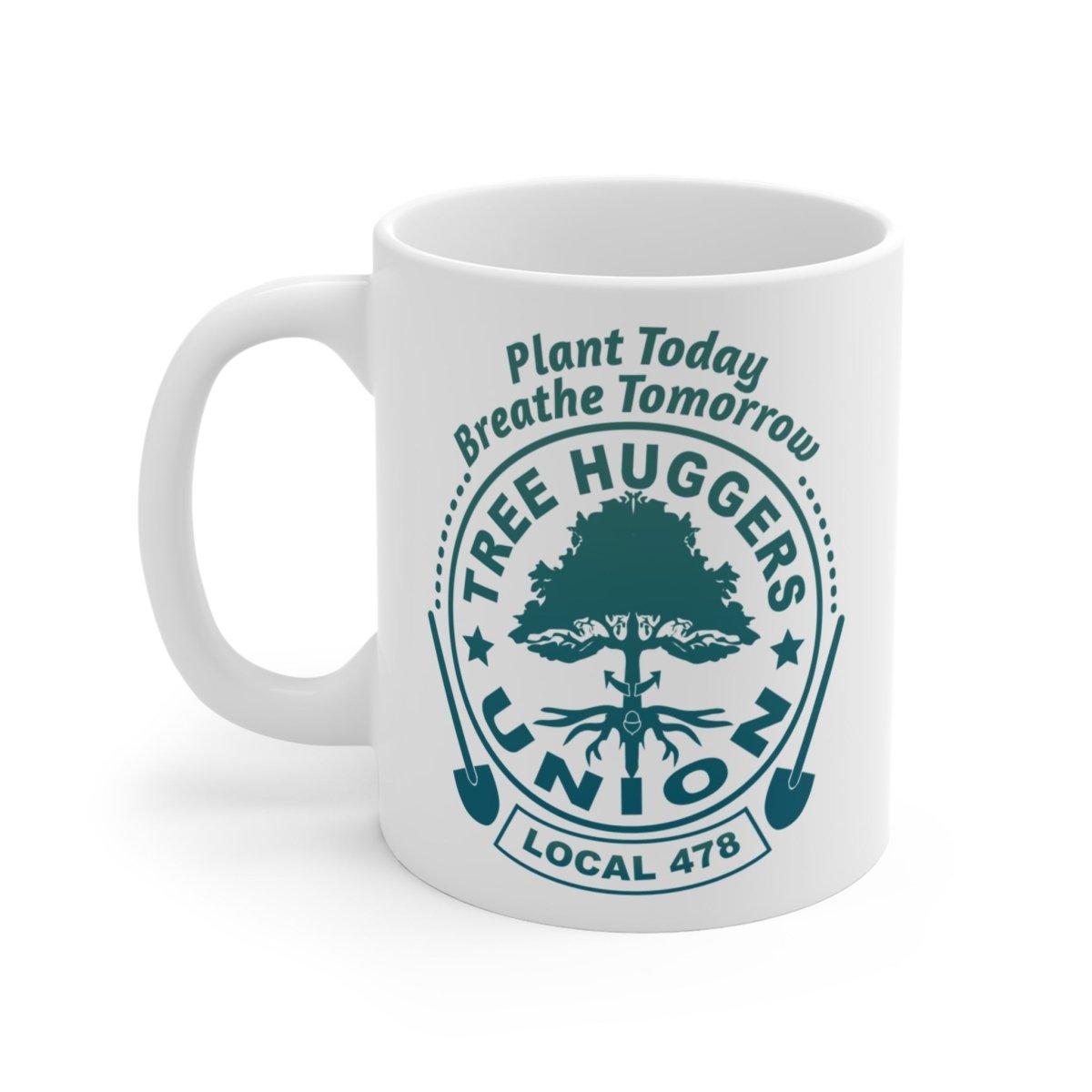 Tree Huggers Union Local Mug 11 oz, Inspire Environmental Goodness