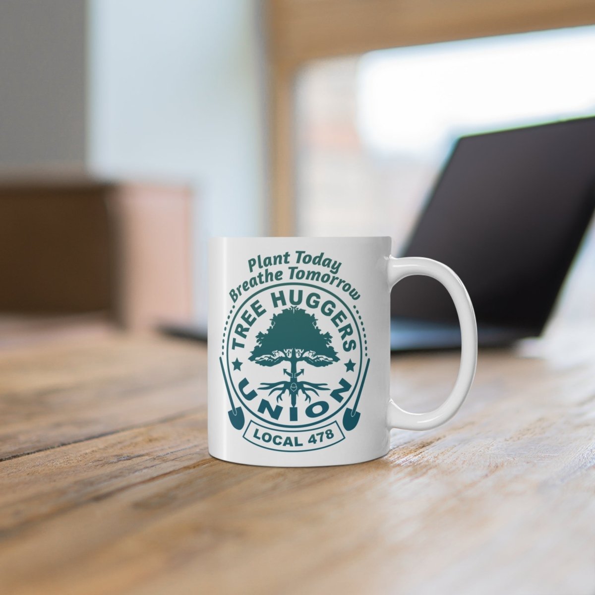 Tree Huggers Union Local Mug 11 oz, Inspire Environmental Goodness